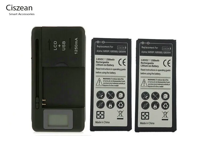 Аккумулятор 2x2500 мАч для Samsung Galaxy Alpha G850 G8508 G8508S G850F Batterij Batteri + 1 ЖК дисплей