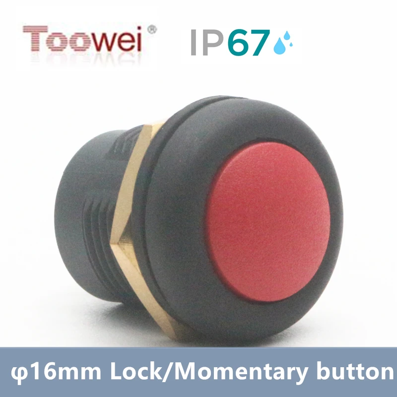 Водонепроницаемый кнопочный переключатель Toowei A4166/φ 16 мм/Мгновенный/замок/IP67 CE FC