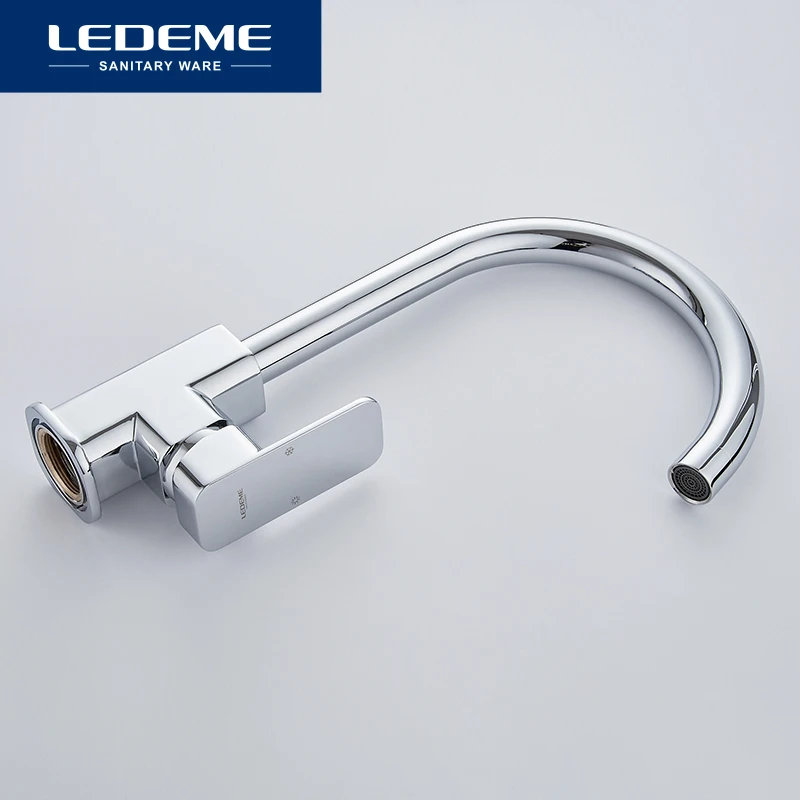 LEDEME Chrome Новый Кухня кран раковина смеситель поворотным носик классический