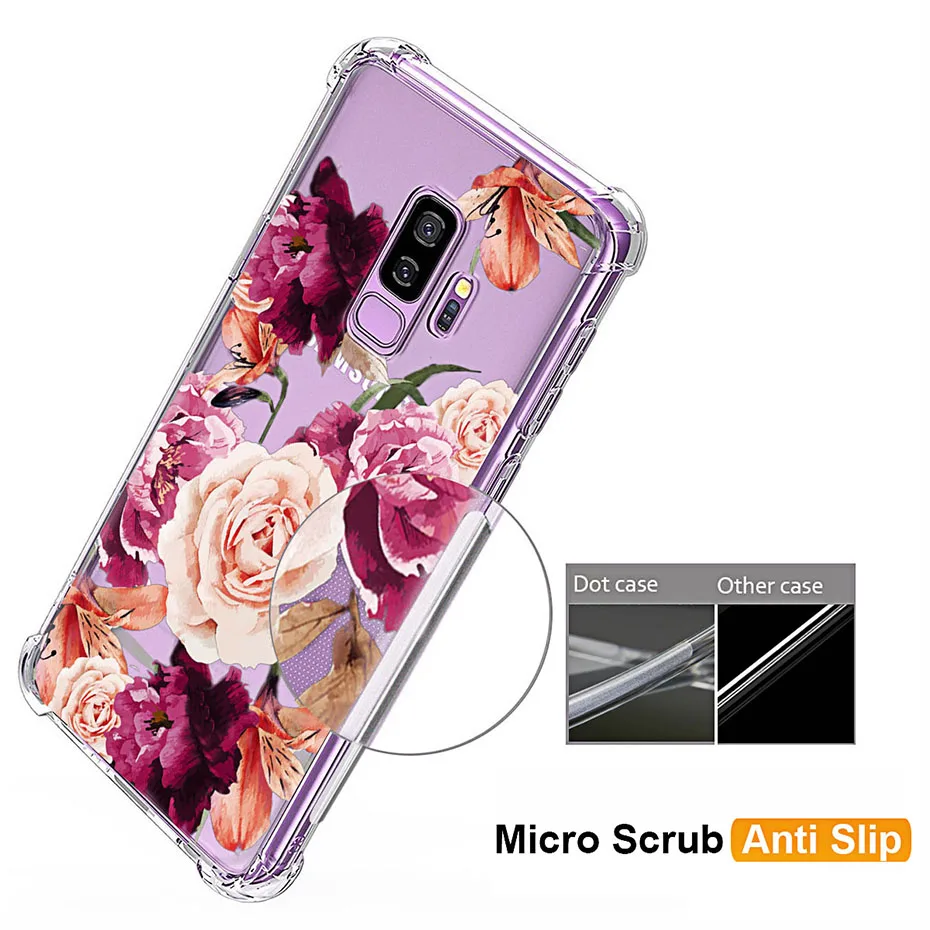 Ударопрочный ТПУ бампер цветочный женский чехол для Samsung Galaxy S8 S9 Plus Note 8 9 10 Note8