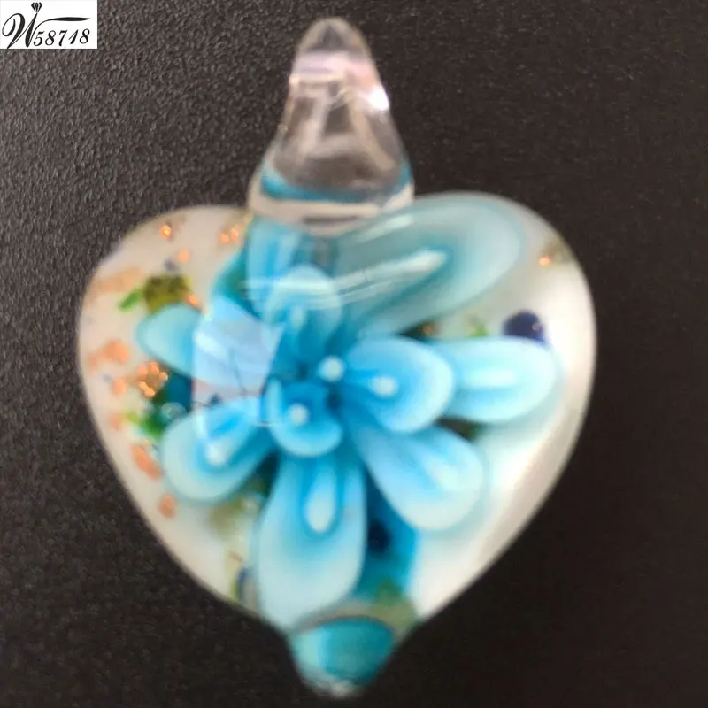 Free Shipping Beautiful jewelry Lampwork Glass Flower Heart Women Men Pendant Bead WB681B | Украшения и аксессуары