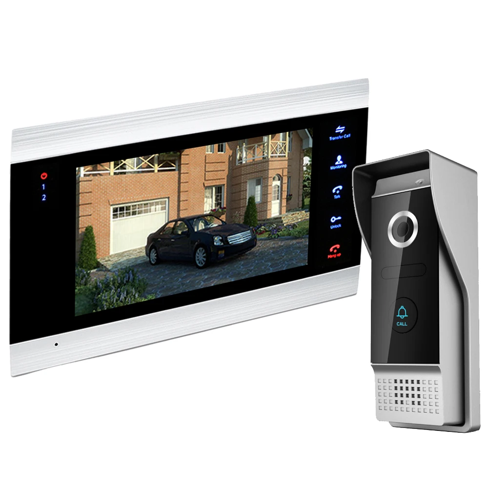 intercom system 7 дюймов Цвет ЖК-дисплей видео-телефон двери внутренной связи Системы механизмом открывания двери дверной звонок с функций разблокирования Камера - Цвет: intercom system