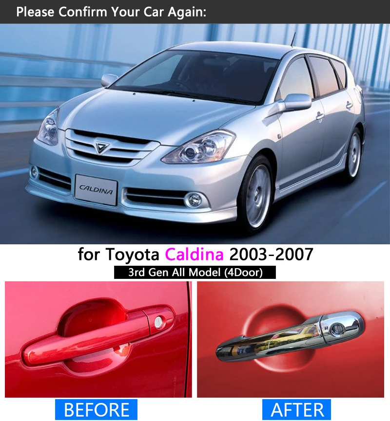 Хромированная накладка на ручку для Toyota calдина 2003-2007 2004 2005 2006 4 двери не ржавеет