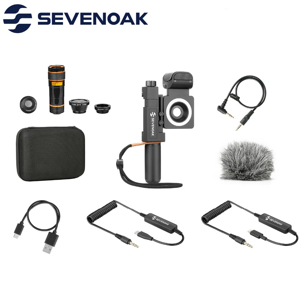 Набор Sevenoak SmartCine + Video со стереомикрофоном и наушниками 3 5 мм для смартфонов IOS Android