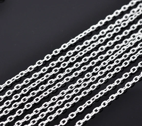 

DoreenBeads Alloy Silver Plated chains 5mm x3mm( 2/8" x 1/8"), 2 M new