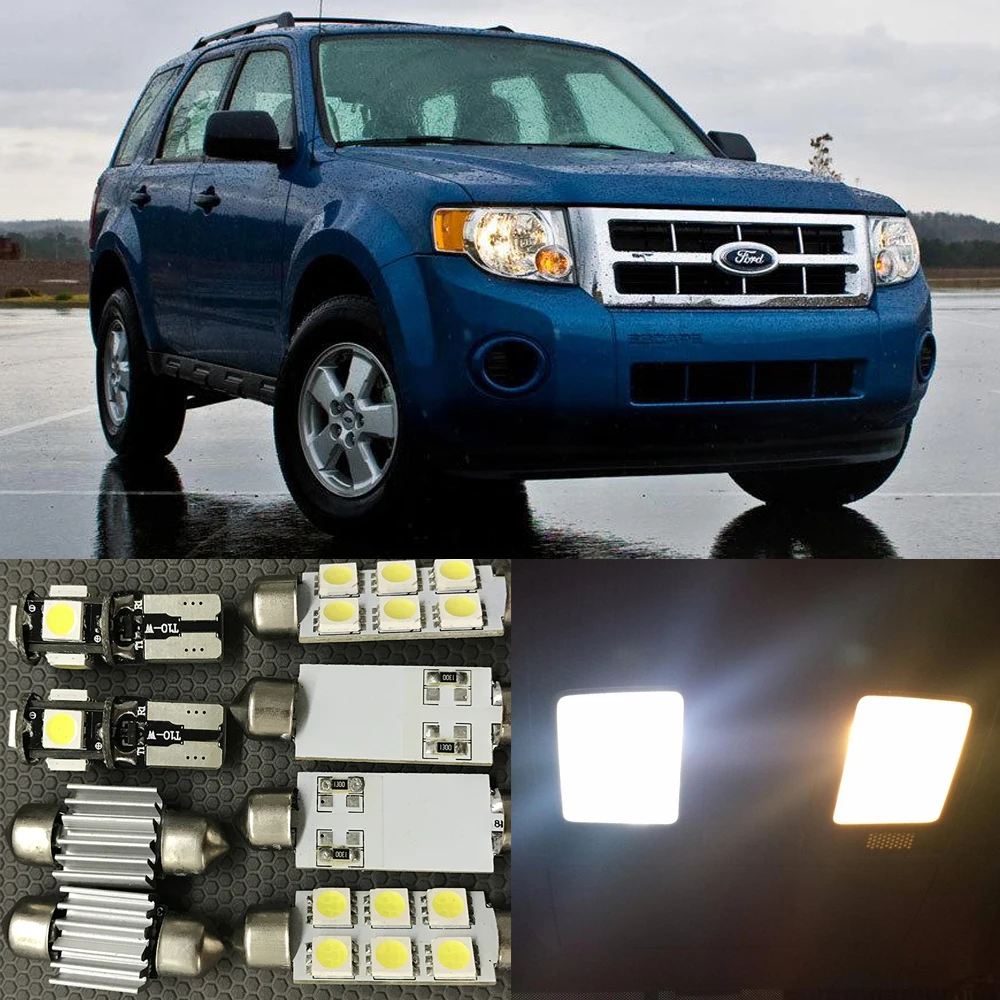 12x Beyaz LED ampuller İç Paketi Kiti Ford Escape Için 2010 2011 2012 2013 Harita Kapı Plaka işık 12 V Araba Styling