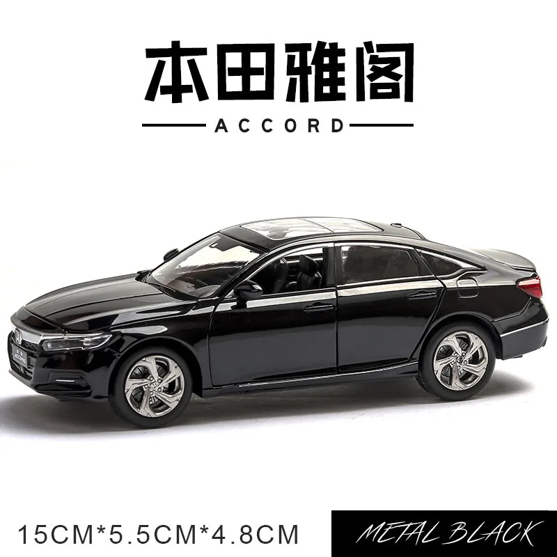 1:32 Honda Accord, модель автомобиля, имитация сплава, модель автомобиля, звук и светильник, украшение автомобиля, духи, сиденье, детская игрушка, автомобиль - Цвет: Black(With Box)