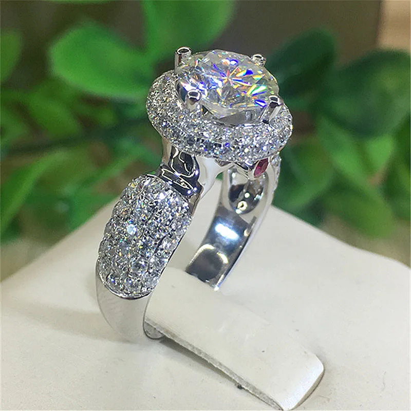 Цельный 18K Белый Золотой 1ct 6 5 мм Круглый Свадебный Набор для помолвки набор с