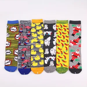 Мужские носки для скейтборда, креативные носки из чистого хлопка с рисунком Чили, утки, кота, ананаса