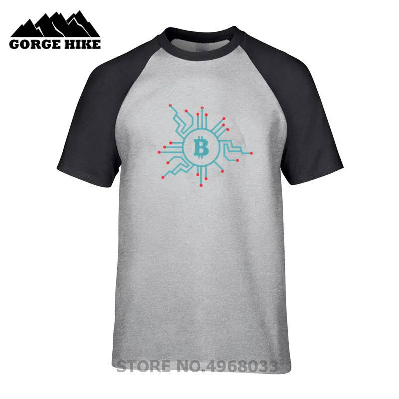 Биткоин BTC крипто логотип 3D печать мужская футболка с коротким рукавом 100% хлопок