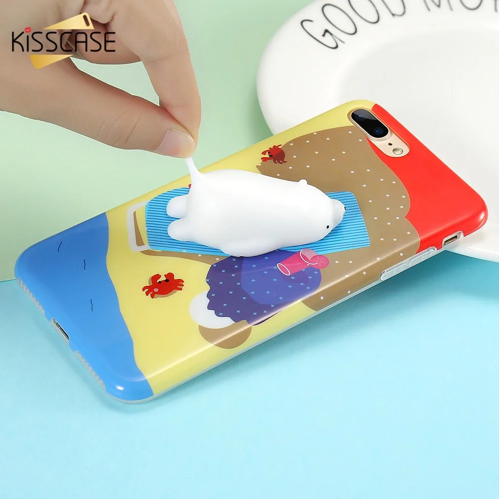 Чехол KISSCASE с милым уплотнением для iPhone 7 8 Plus 6 6s мягкий силиконовый чехол рисунком