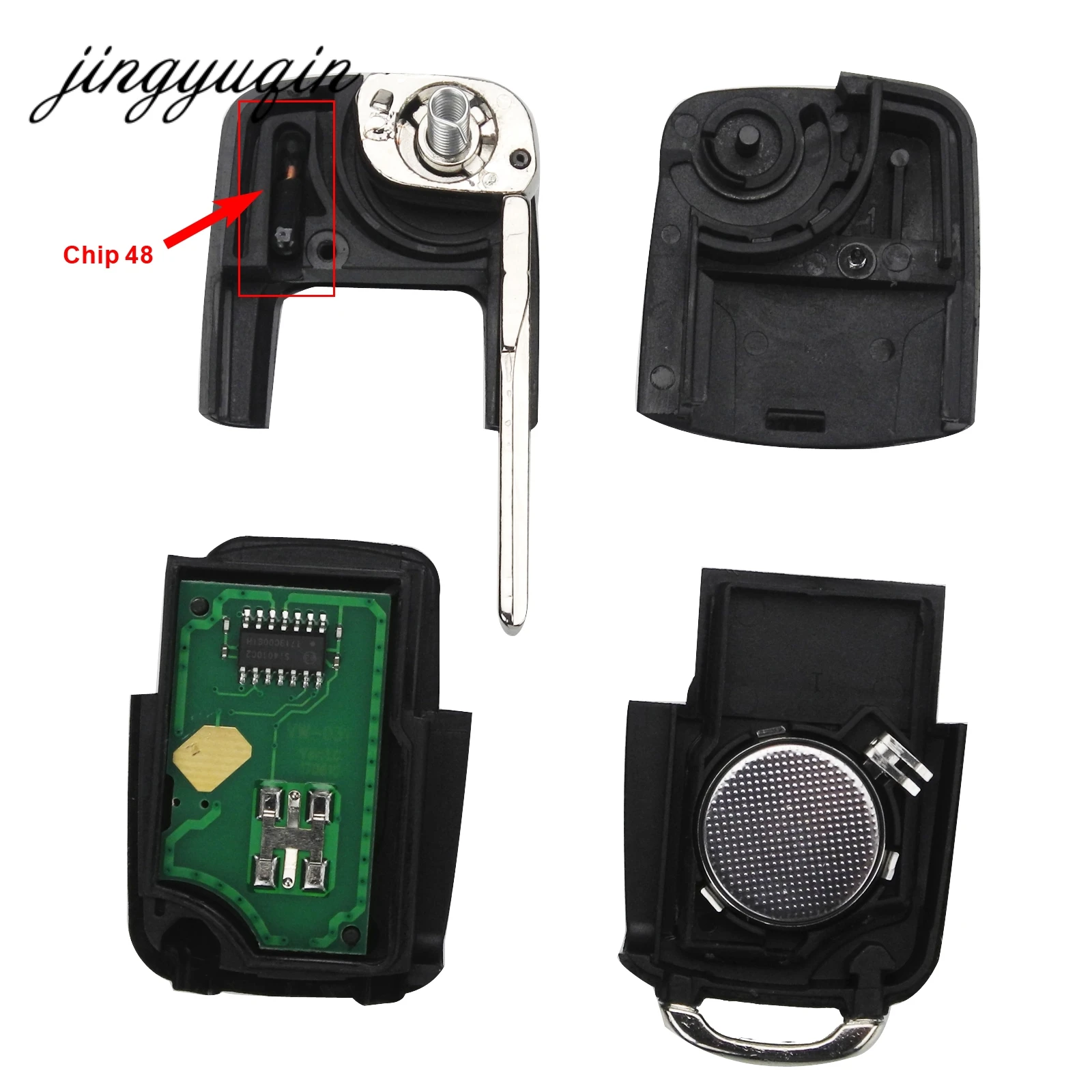 Jingyuqin 2/3/4 кнопка Удаленное брелок 434 МГц с ID48 чип для VW SEAT Altea/Ibiza/Леон/Толедо T5 1J0 959 753 AG