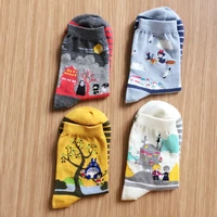 4 pairs new cute women japanese hayao miyazaki chinchilla socks cartoon animal panda print ankle high socks