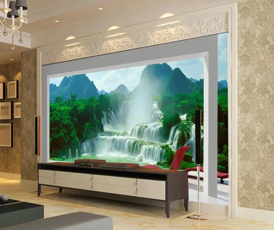 landscape water and wealth TV background wall nature scenery wallpapers photo murals wallpaper | Обустройство дома