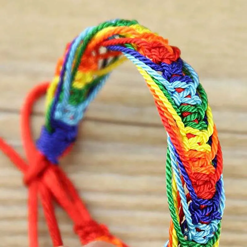 Разноцветный Плетеный вручную веревочный браслет с драконом модный узел для