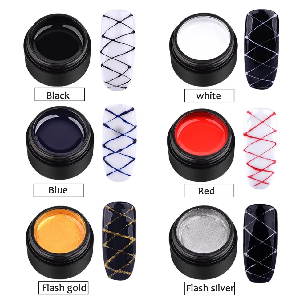 Anmas Rucci 6 цветов/набор УФ гель для дизайна ногтей рисунок эластичная линия краска