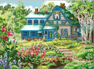 

top Quality beautiful lovely counted cross stitch kit forest house home cottage
