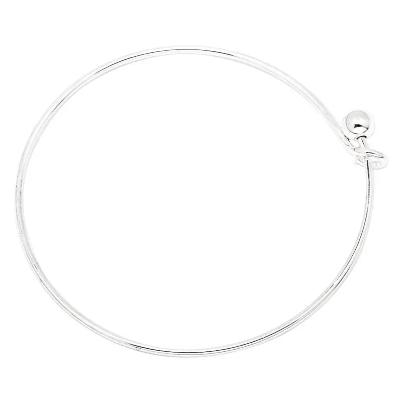 

5pcs Silver Tone Metal Expandable Bracelet Wire, 60X60mm Adjustable Charm Bracelet Bangle for Female and Male-10009701