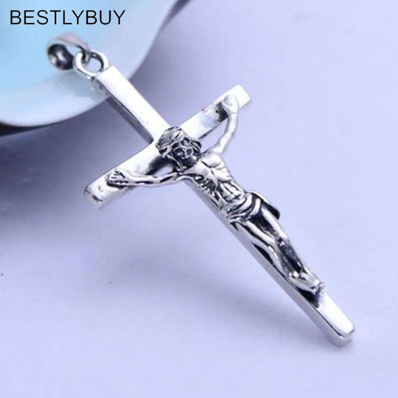 BESTLYBUY подвеска серебряная в ретро стиле с крестом Иисуса на распятие Мужская из