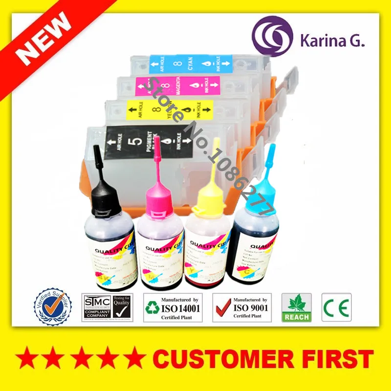 

1set refillable ink cartridge and 4X 50ML Dye ink for PGI5 PGI-5 CLI-8 FOR CANON IX4000 IX5000 IP3300 MP510 MP520 MX700