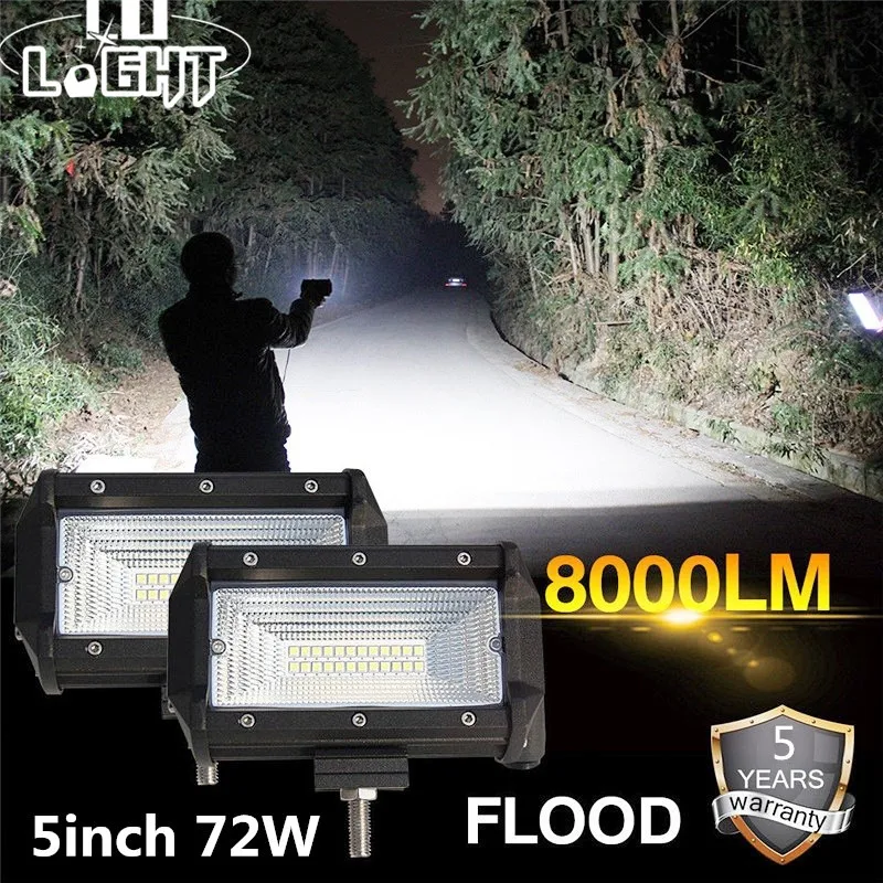 

CO LIGHT LED Work Light 72W 5 inch 8000LM Flood Led Light Bar For Offroad Car Pickup Lada 4x4 Uaz ATV Auto Driving Light 12V 24V