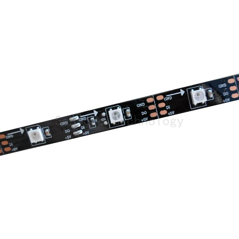 

5mX Addressable DC5V SK6812 5050 RGB pixel led strip 144led/72led/60led/30led/m with BLACK PCB IP30/IP65/IP67 free shipping