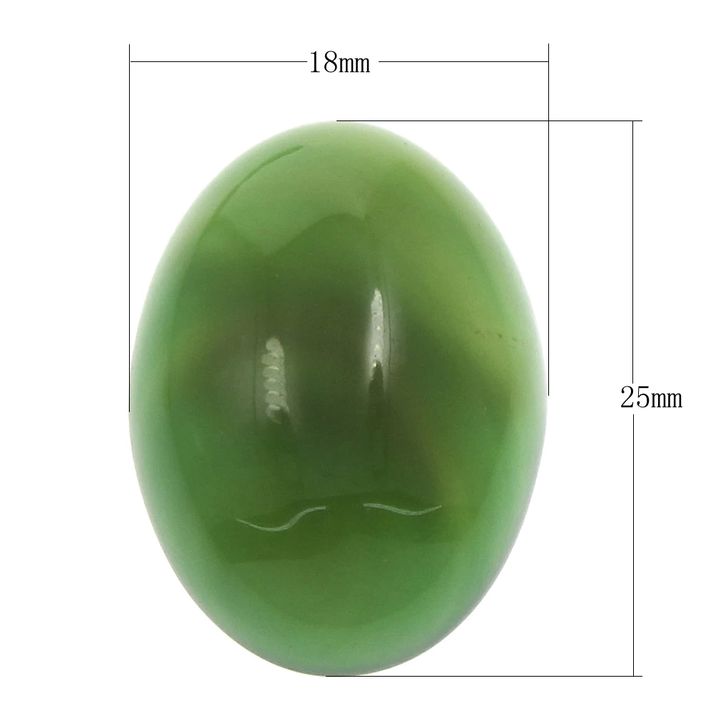

YYW 10PCs 18x25mm Oval Flat Back Lace Agata Cabochon Jewelry No Hole Natural Real Green Stones DIY Accessoires Cabochon Beads