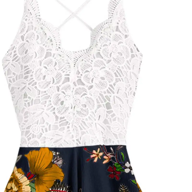 Женский комбинезон с бантом на спине кружевной цветочным рисунком однотонный 661R4