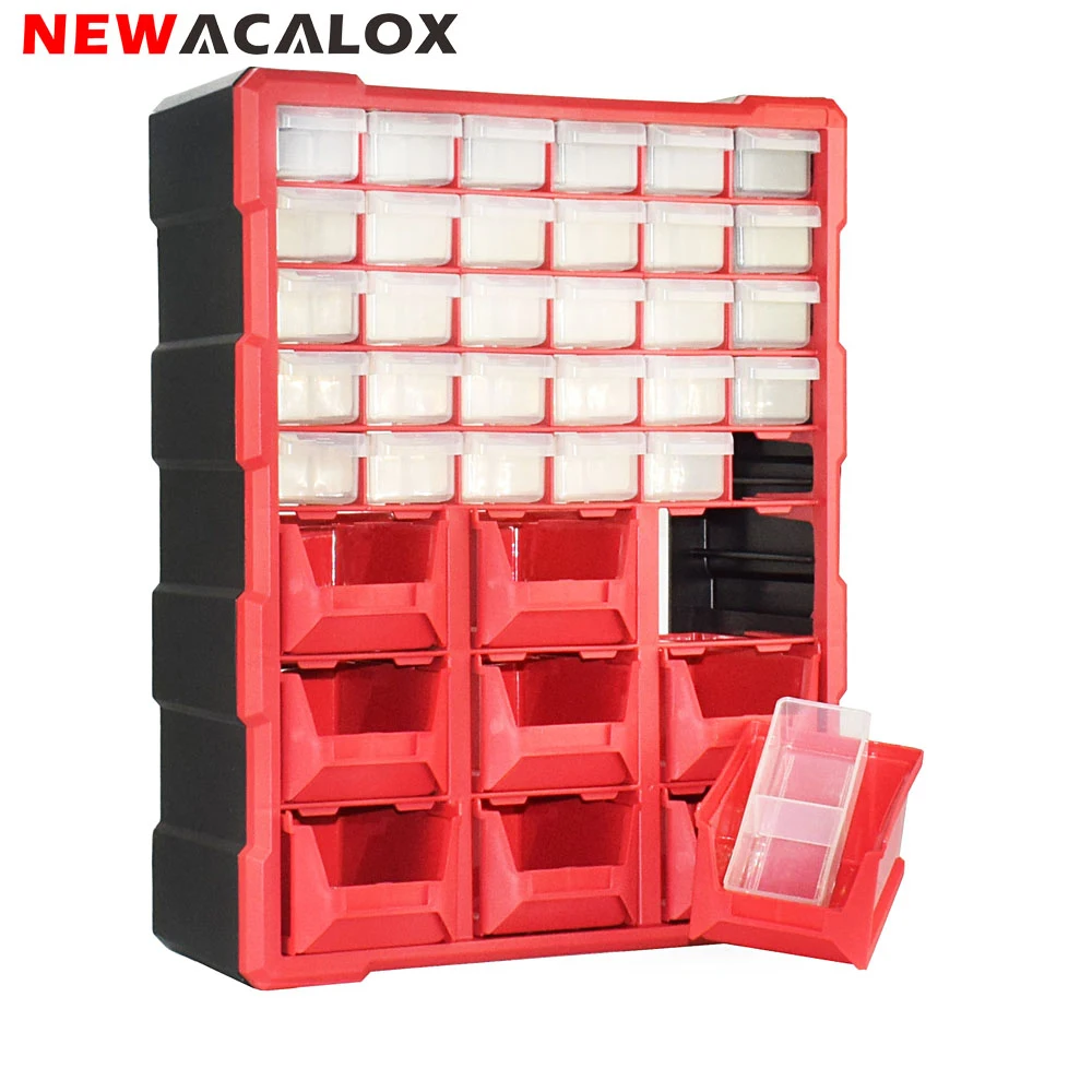 NEWACALOX 39 пластиковый ящик для хранения мелких деталей, ящик для хранения, органайзер, оборудование и ремесло, шкаф для учителя, ящик для инструментов, мульти шкатулка, чехол для инструментов