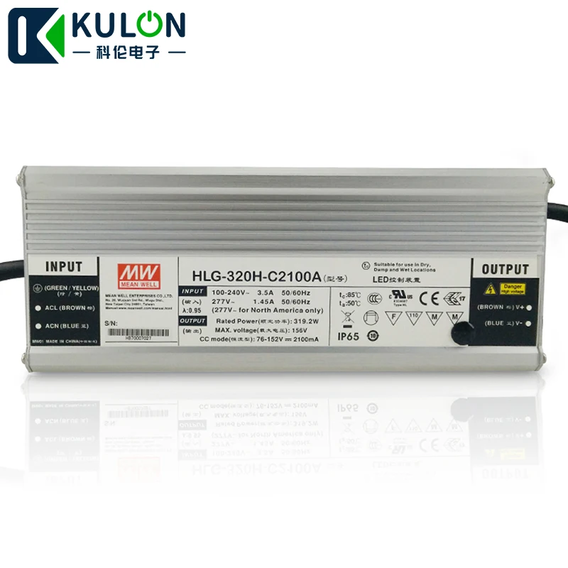 Оригинальный светодиодный драйвер Meanwell HLG 320H C2100A 320W 1400mA 114 ~ 229V водонепроницаемый