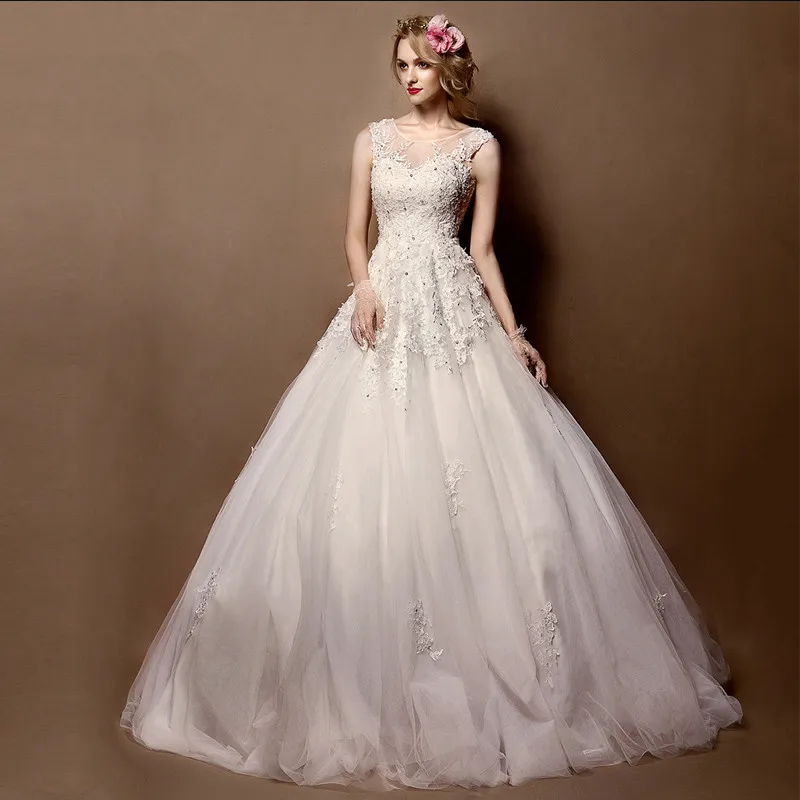 Элегантный Кружева Аппликации Кристалл Линия Тюль Суд Поезд Одеяние де Mariée