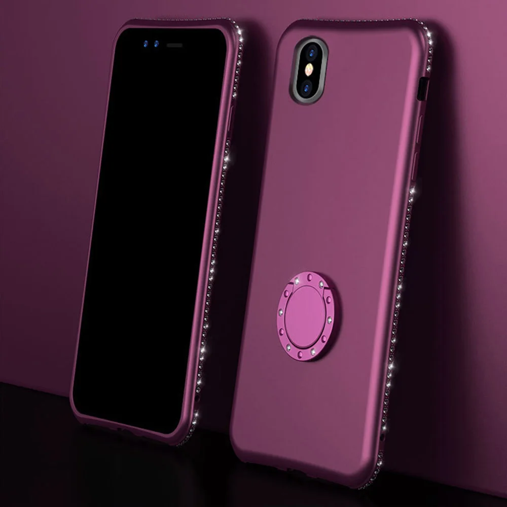 Роскошный блестящий чехол для телефона с бриллиантами iPhone XR X XS Max мягкий из ТПУ