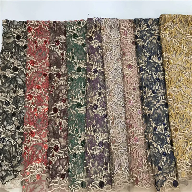 Aso Ebi гипюровая кружевная ткань с блестками новинка 2019 африканская новейшая