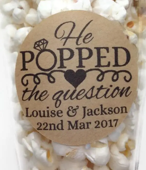 custom engagement He popped the question Wedding gift Sticke