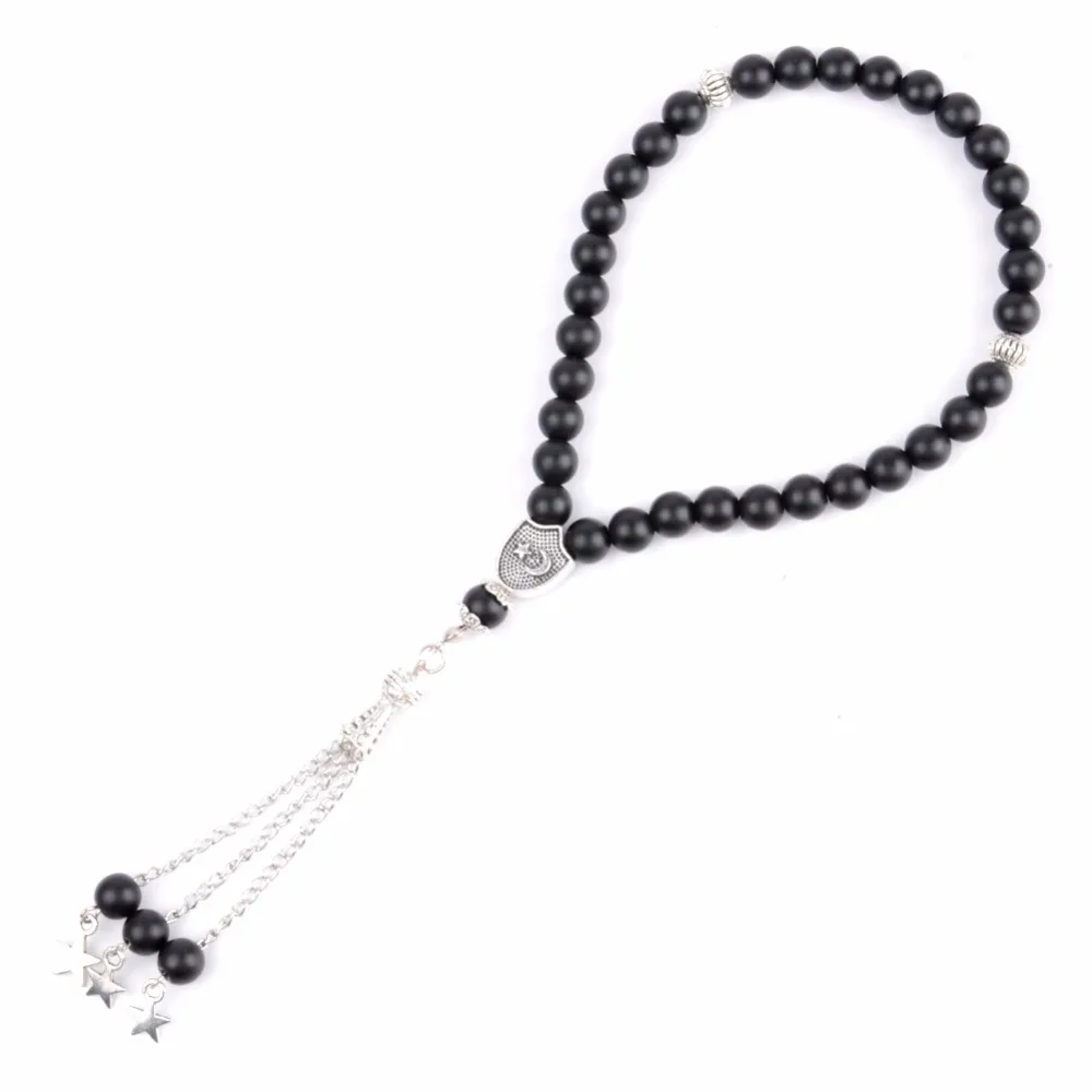 Браслеты из натурального камня 33 матовые черные Агаты мусульманский тасбих Алла