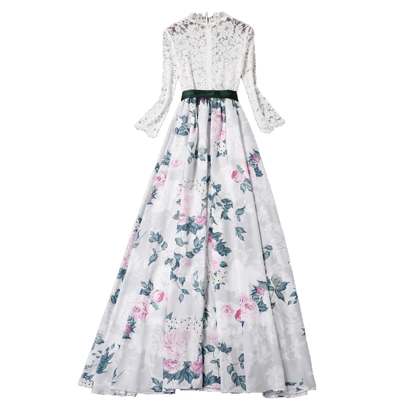 Высокое качество Новая Мода 2017 дизайнерское подиумное макси платье женское с