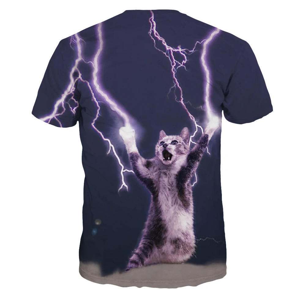 Футболка Lightning Thunder Cat Женская/Мужская симпатичная 3D футболка парные пары летняя