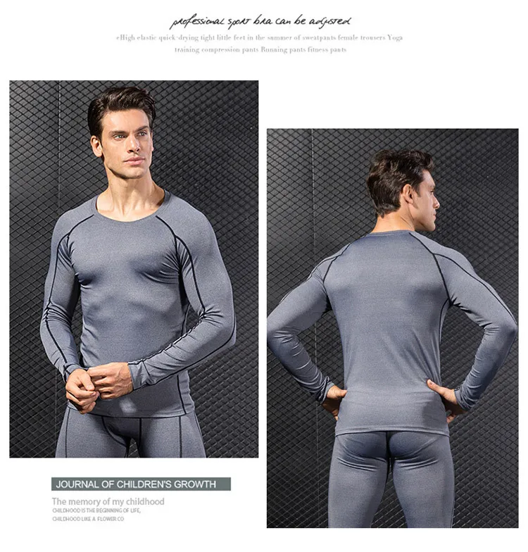 Компрессионный костюм Фитнес-плотно прилегающие комплекты футболка+ леггинсы для бега Мужская спортивная одежда достаточно сухая одежда для спортзала тренировок костюм