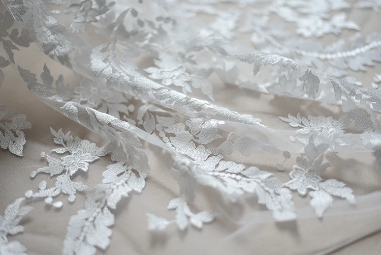 Винтажная кружевная ткань цвета слоновой кости с цветочной 3D вышивкой роскошное