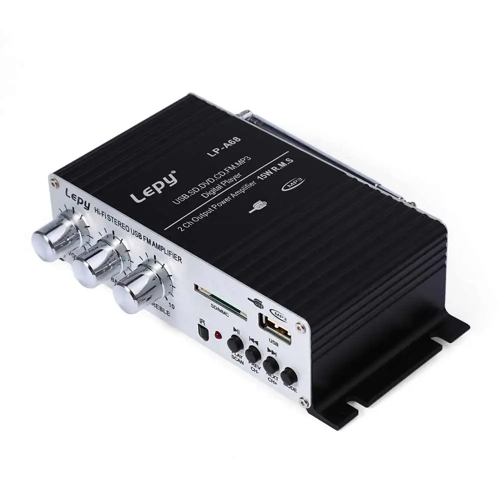 Audio Amplifier Lepy LP-A68 Mini USB SD FM HiFi Radio Stereo Player 12V Car MP3 Home Auto Motocycle Bass Speaker MMC Gift | Электроника