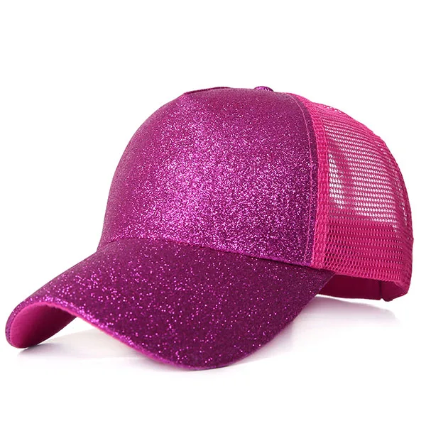 Бейсбольная кепка "конский хвост", женская кепка с пайетками, Snapback, летняя сетчатая Кепка, повседневная спортивная, Прямая поставка, регулируемые шапки - Цвет: rose red