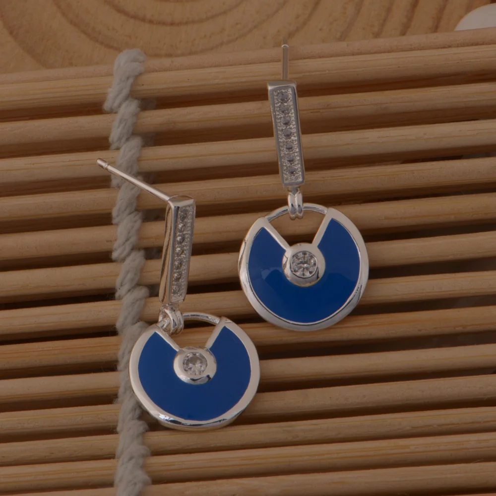 Женские круглые серьги-подвески с серебряным покрытием яркие простые серьги