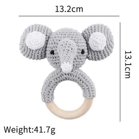 Elephant Давайте сделаем детский прорезыватель, 1 шт., животный, вязанный крючком, деревянная погремушка, Пищевой Деревянный прорезыватель, детские товары, сделай сам, игрушки для прорезывания зубов - Цвет: Elephant