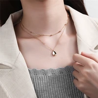 silvology 925 sterling silver double layer necklace gold round bead chain concave surface elegant pendant necklace fine jewelry