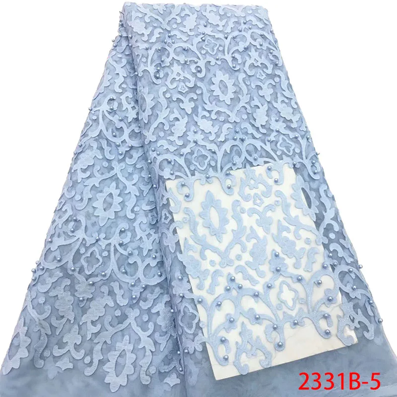Небесно голубая вышивка Французский Тюль Кружевная Сетка кружевная ткань с