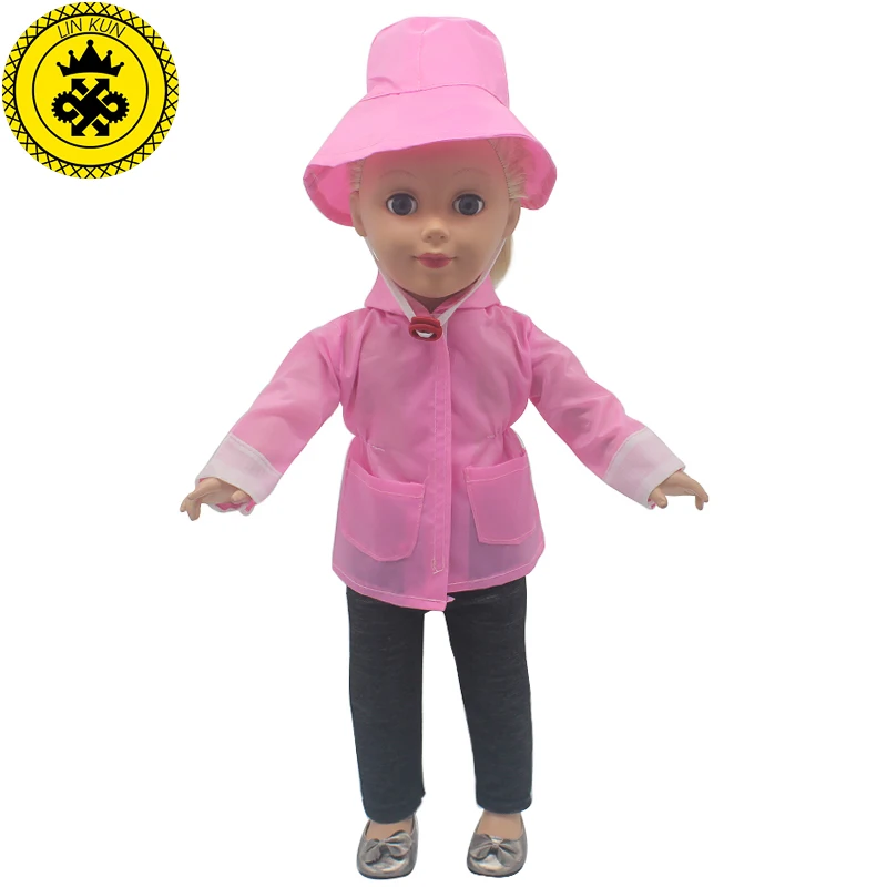 18 inch Girl Doll Clothes Pink Purple Raincoat + Hat Suits Doll Clothes for 18 inch Doll Accessories MG-501