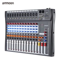 ammoon 120s usb 12 channels mixing console mic line audio mixer console usb xlr input 3 band eq 48v phantom power power adapter