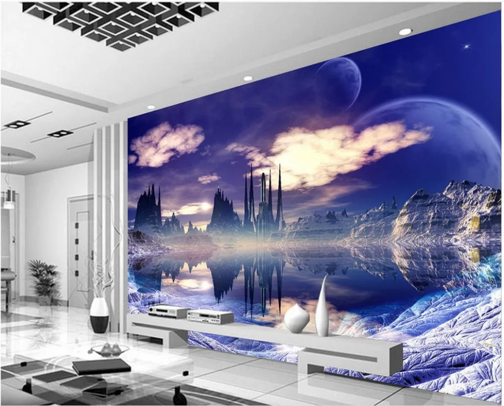 

Custom any size 3D fantasy sky city TV backdrop mural 3d wallpaper 3d wall papers