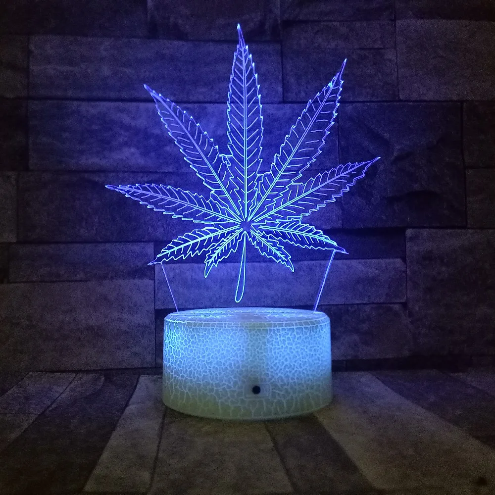 Кленовый лист 3D иллюзия 7 видов цветов Изменение LED USB детский спальный ночник