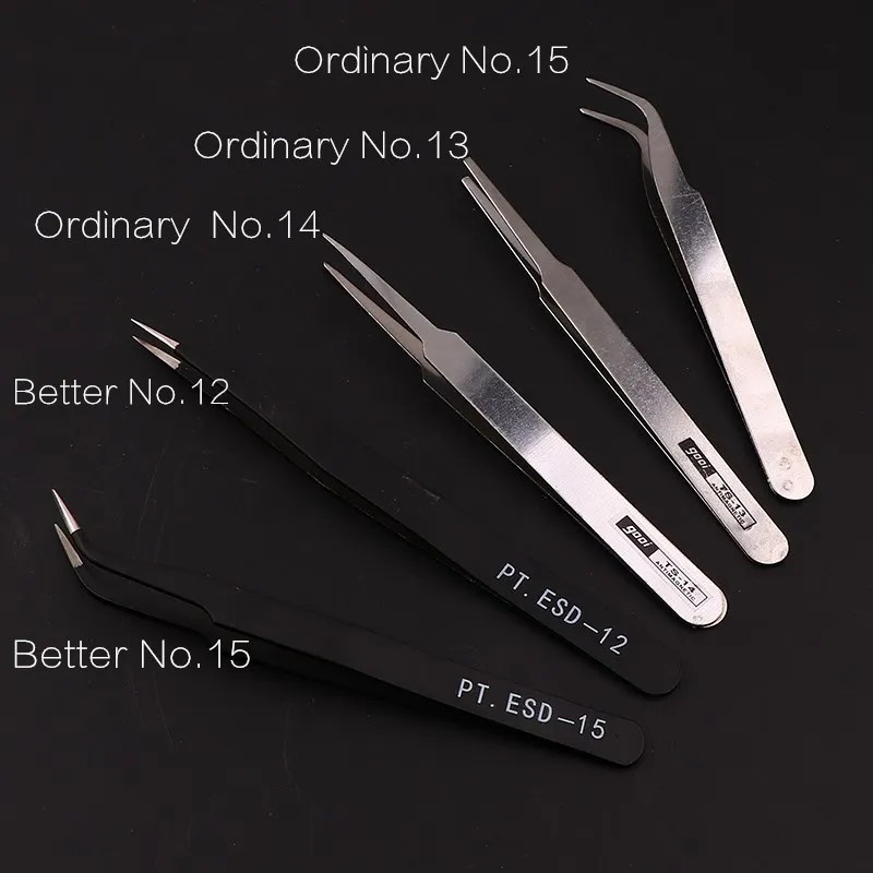 

1Pc Anti-Static Curved Stainless Steel Curved Straight Eyebrow Tweezers Eyelash Extension Nail Art DIY Nail Art Tools Kit